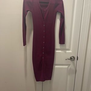 Sakura Ribbed Knit Midi Dress - Mulberry